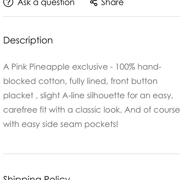 Pink Pineapple Sconset Block Print Dress Sleeveless (Blue) size M - Picture 6 of 11
